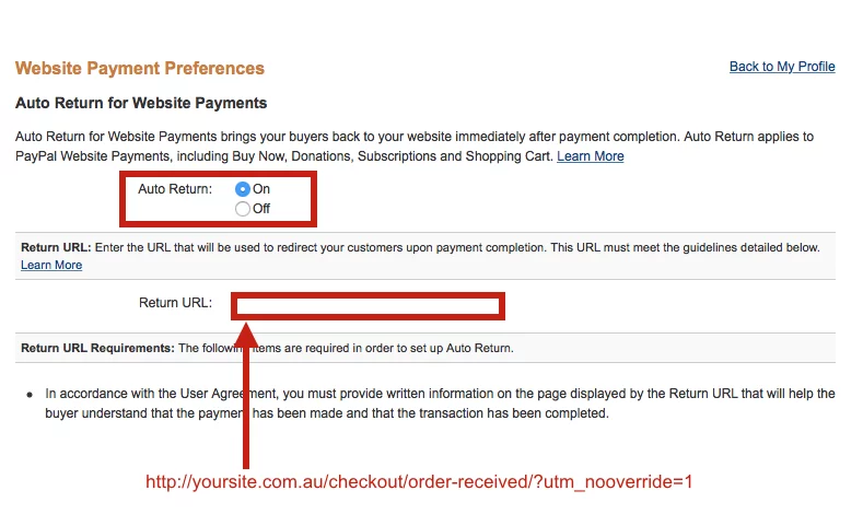 Configure PayPal Auto Return Settings - PayPal-Setup-Step-2