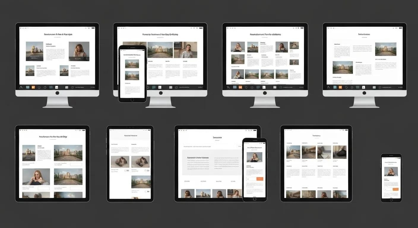 website wireframes showing different layouts of content on multiple devices | Local WordPress Design