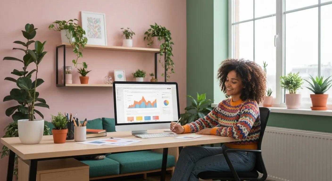 Person working on semantic SEO strategies in a creative workspace