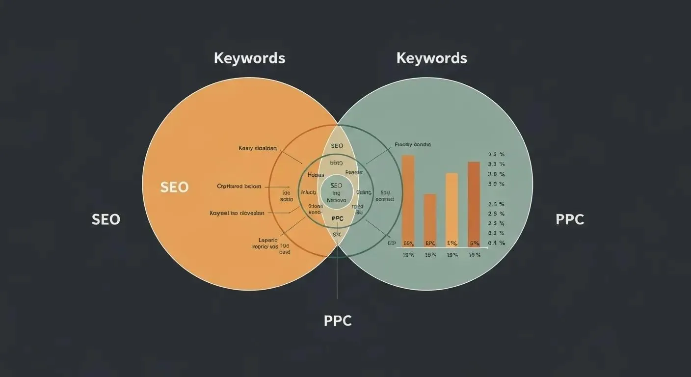 Diagram showing keyword overlap between PPC and SEO