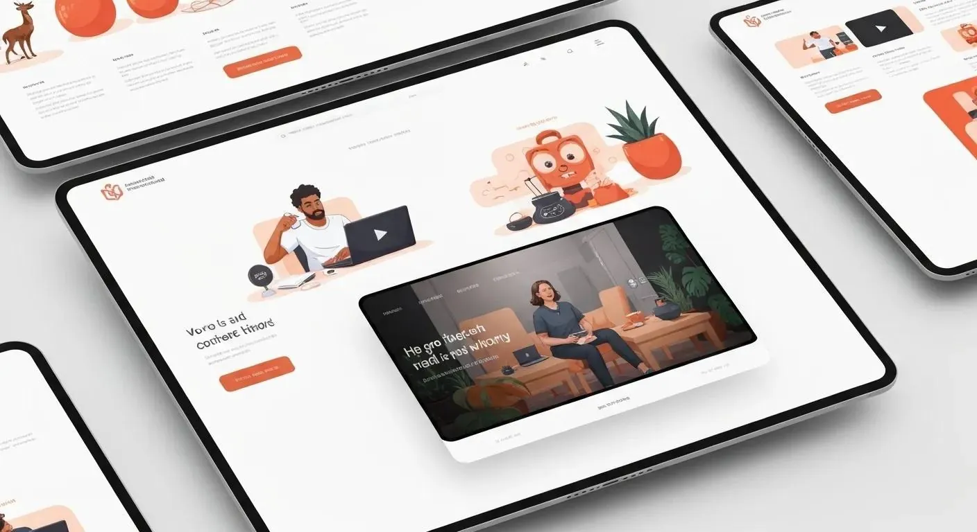 Dynamic website design featuring compelling visual storytelling custom illustrations and integrated video content