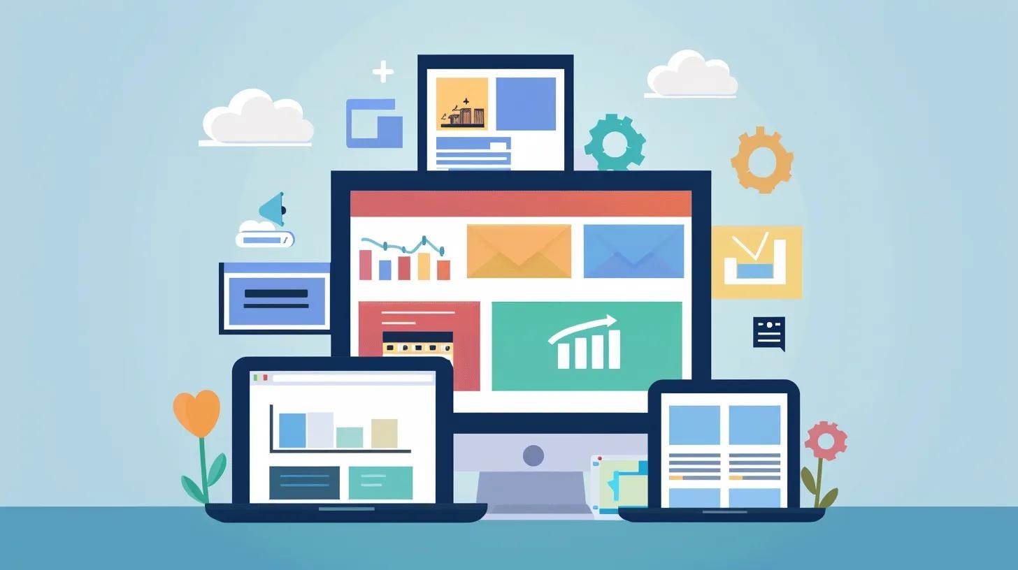 illustration of multiple device screens (mobile, tablet, laptop, and desktop) representing responsive website design