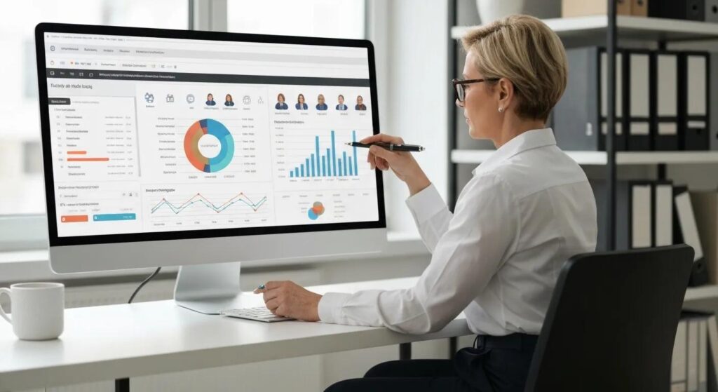 Digital marketing professional analyzing audience data for social media ad targeting