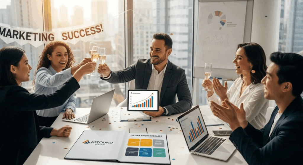 Image showing people enjoying the benefits of flexible pricing packages that drive client marketing success.