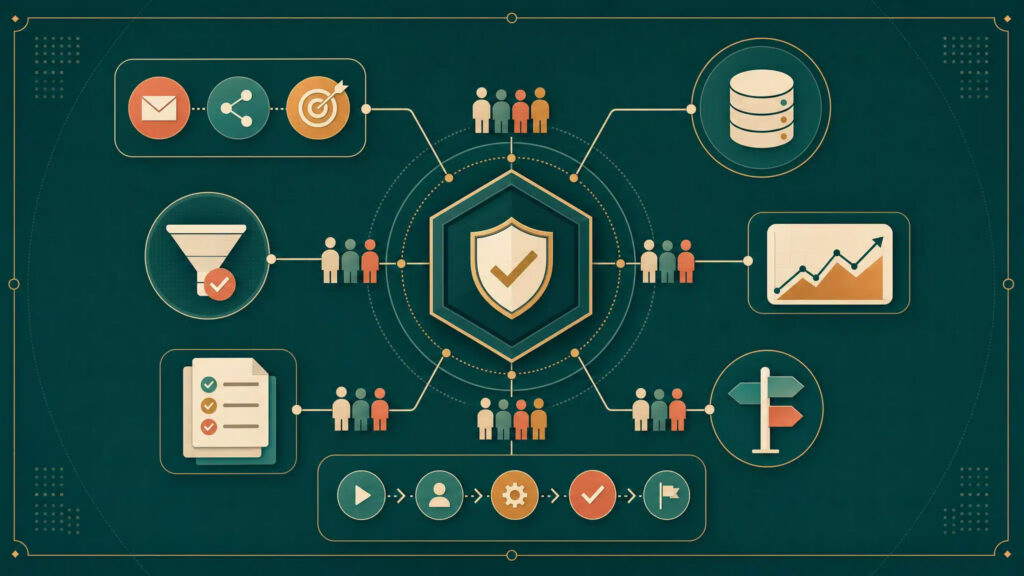 A unified Marketing & Revenue Operations model with governance at its center, connecting attribution, CRM, reporting, and documented processes.