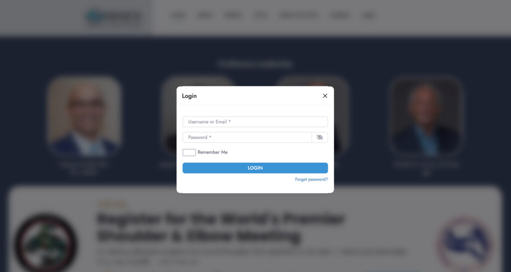 Secure member login providing delegates and board members with authenticated access to the IBSES platform