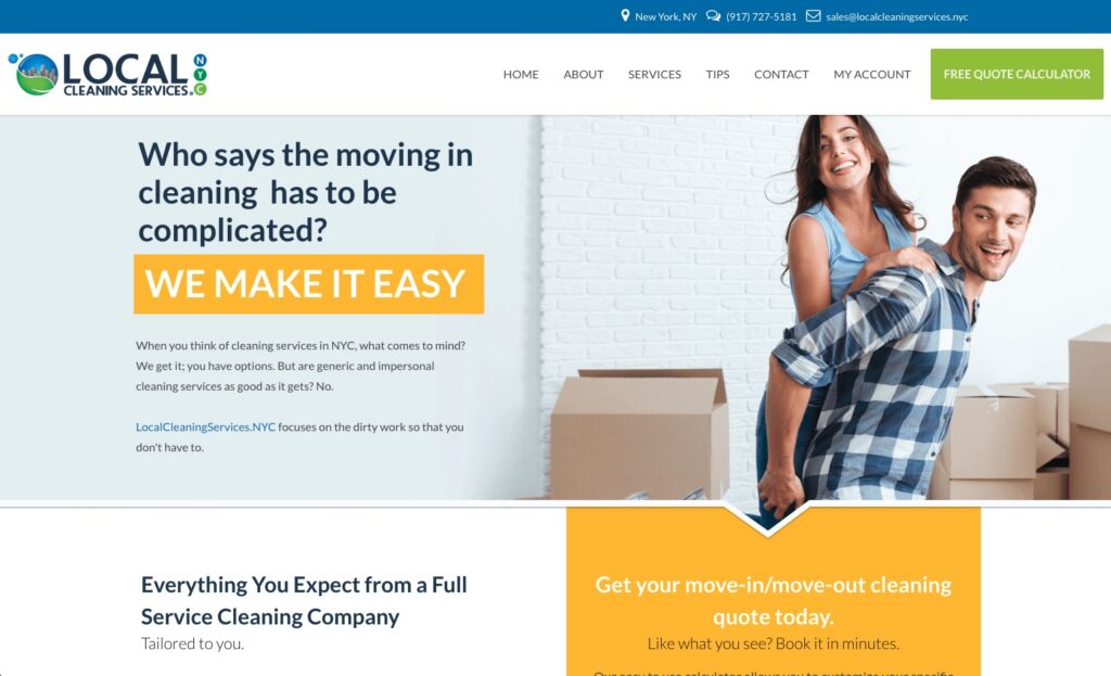 Local Cleaning Services responsive website homepage design