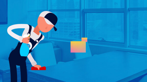 Local Cleaning Services animated video featuring illustrated cleaner and property cleaning services messaging