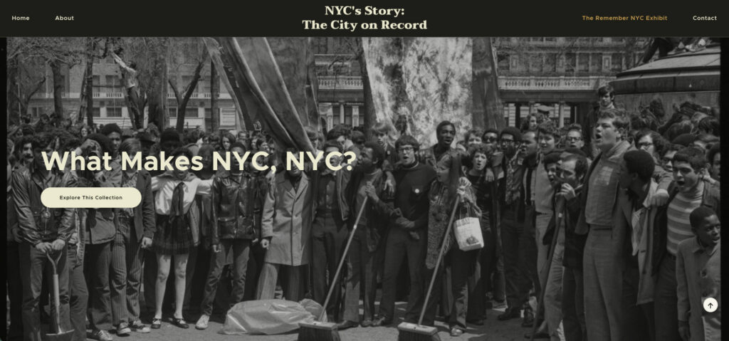 NYC DORIS digital exhibit collection page introducing archival records exploring New York City culture, neighborhoods, and civic life.