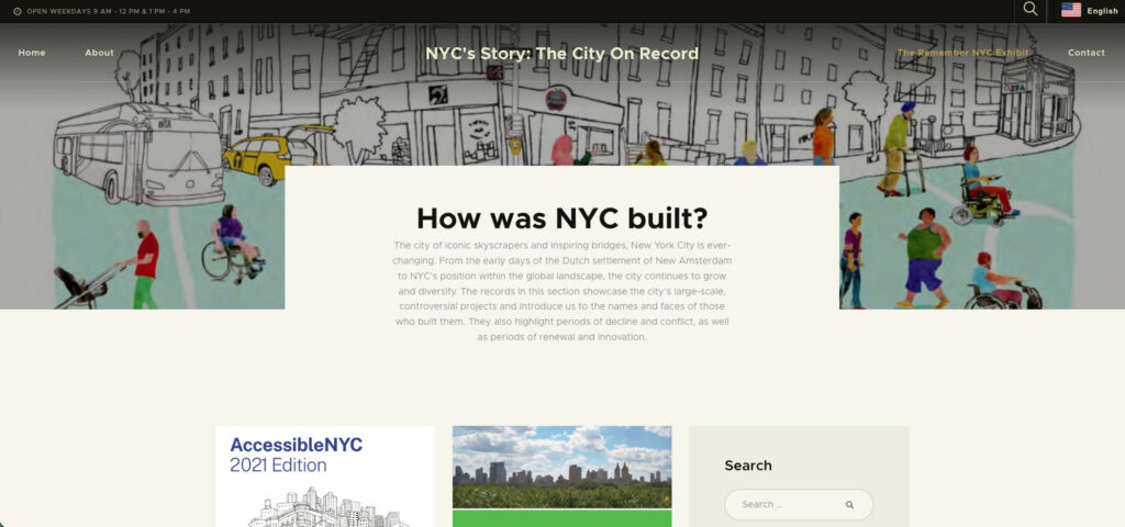 NYC DORIS digital exhibit archive page displaying records and materials in the How Was NYC Built? collection.