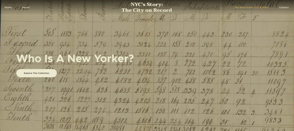 NYC DORIS digital exhibit collection page introducing archival records exploring the people who have shaped New York City.